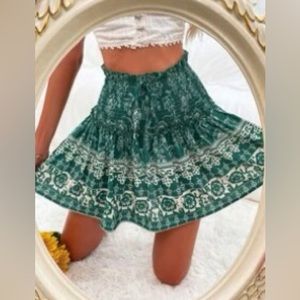 Allover Floral Print Shirred Waist Skirt